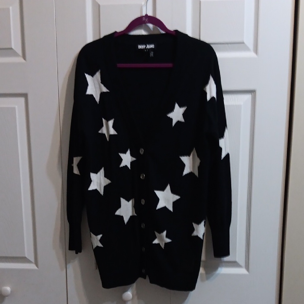 Black Cardigan with White Stars ($6 Is The Lowest Price)
